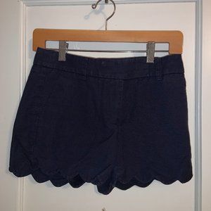 JCrew Linen-Cotton Scalloped Hem Shorts (4-in)